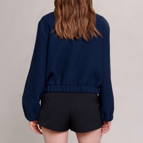 BNWT MAJE tweed bomber jacket navy S - Picture 5 of 6